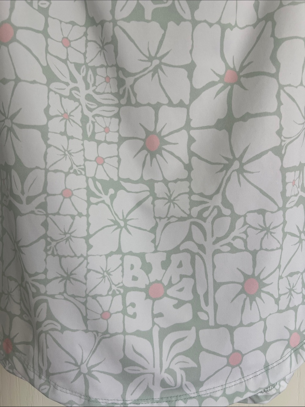 Bad Birdie Womens Sleeveless Golf Polo Green White Floral Peony Print Size M - Picture 3 of 7